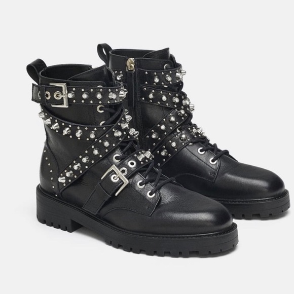 rhinestone studded combat boots